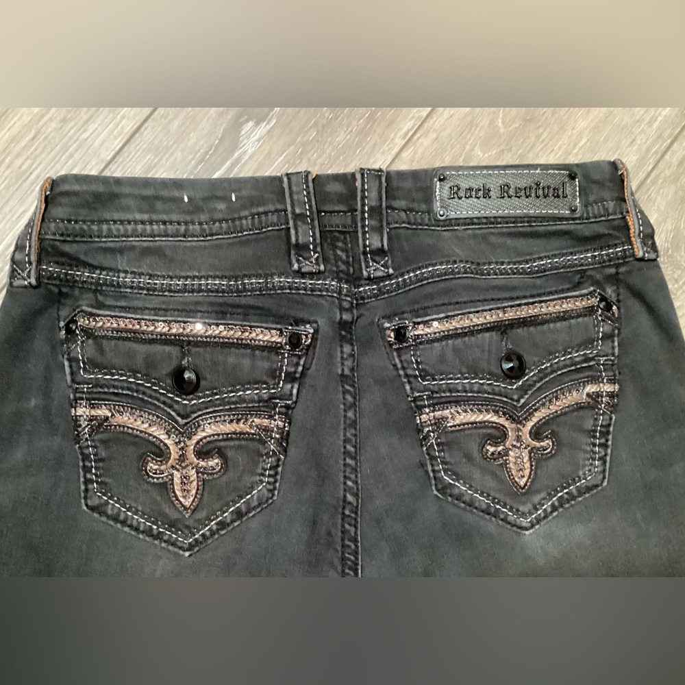 Rock Revival Clair Charcoal Embellished Easy Skinny Jeans